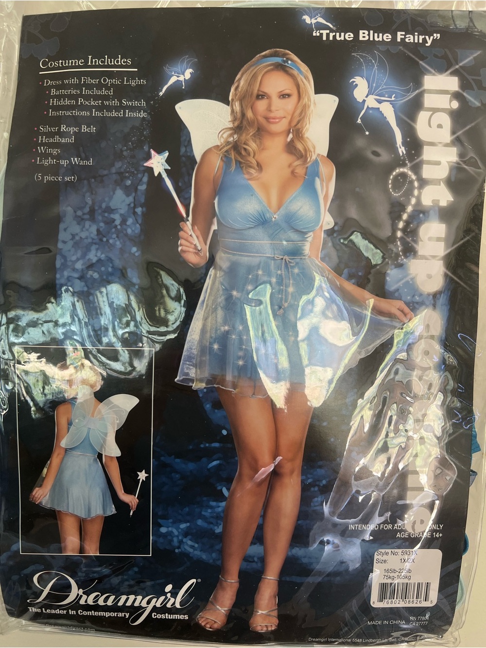 Dreamgirl "True Blue Fairy" Light-Up Women's Plus Size Costume 1X/2X Style 5931X